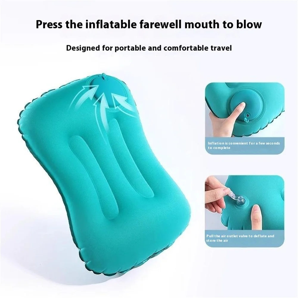 Inflatable Pillow Lumbar Support for Office / Travel / Home Milk Silk Portable Nap Cushion - Green - 2
