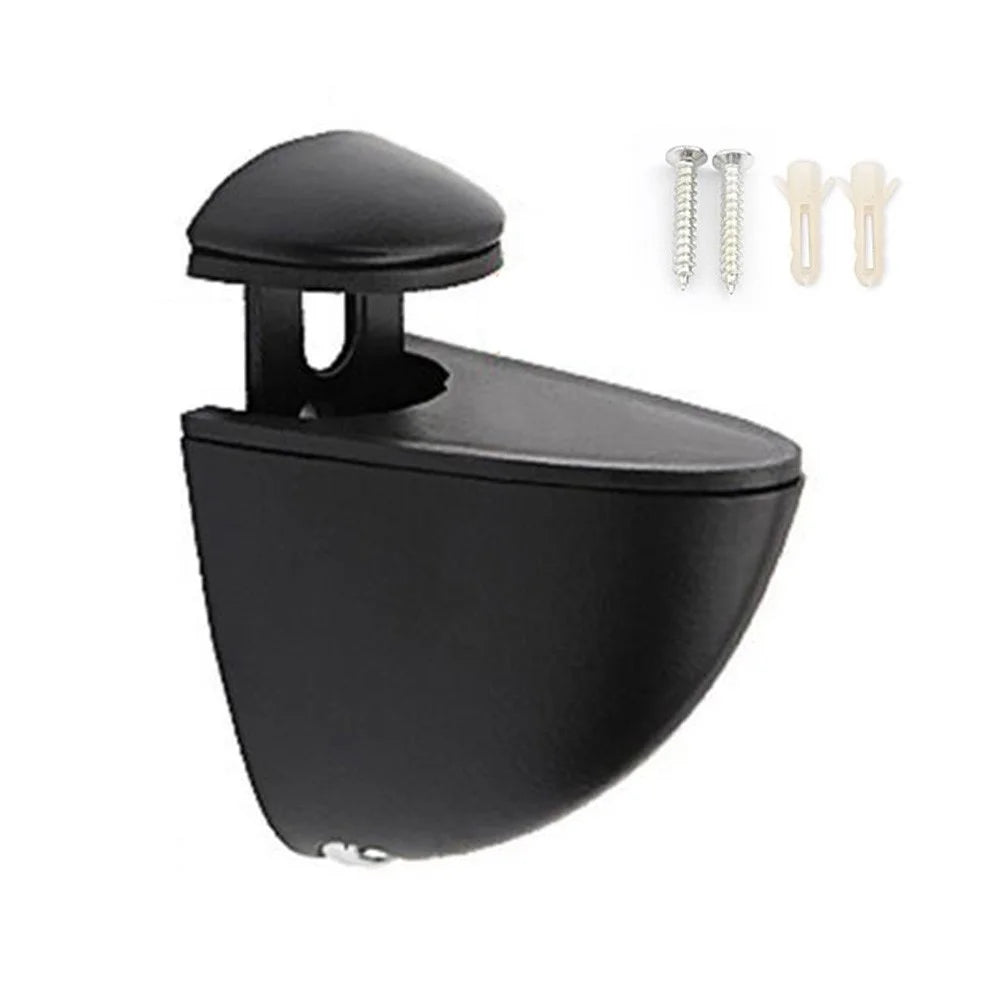 K168 3-15mm Adjustable Glass Shelf Zinc Alloy Clamp Glass Wood Board Fixing Clip Support Bracket - Black - 1