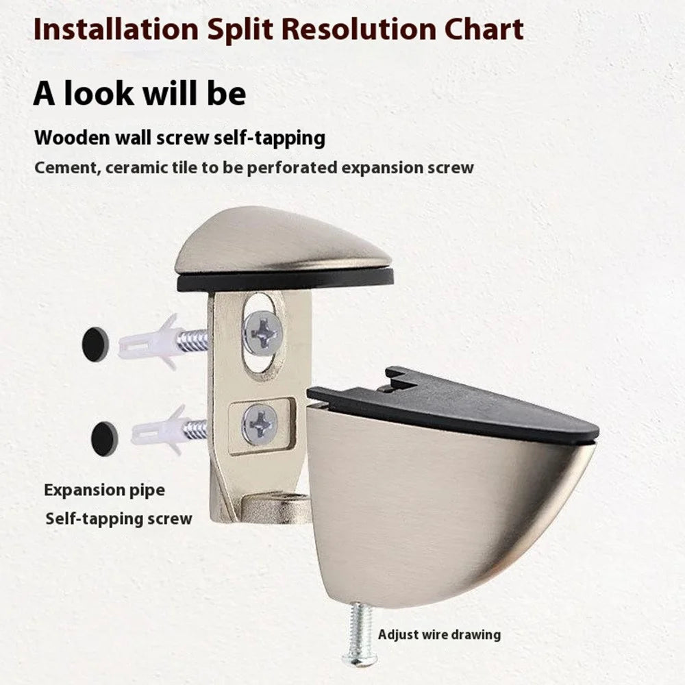 K168 3-15mm Adjustable Glass Shelf Zinc Alloy Clamp Glass Wood Board Fixing Clip Support Bracket - Black - 5