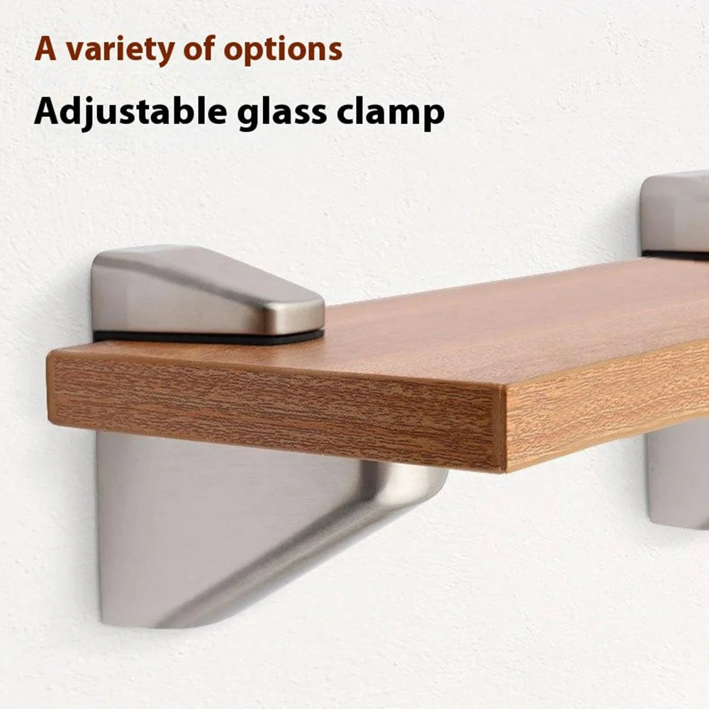 K169 3-20mm Adjustable Glass Shelf Zinc Alloy Clamp Glass Wood Board Fixing Clip Support Bracket - Black - 4