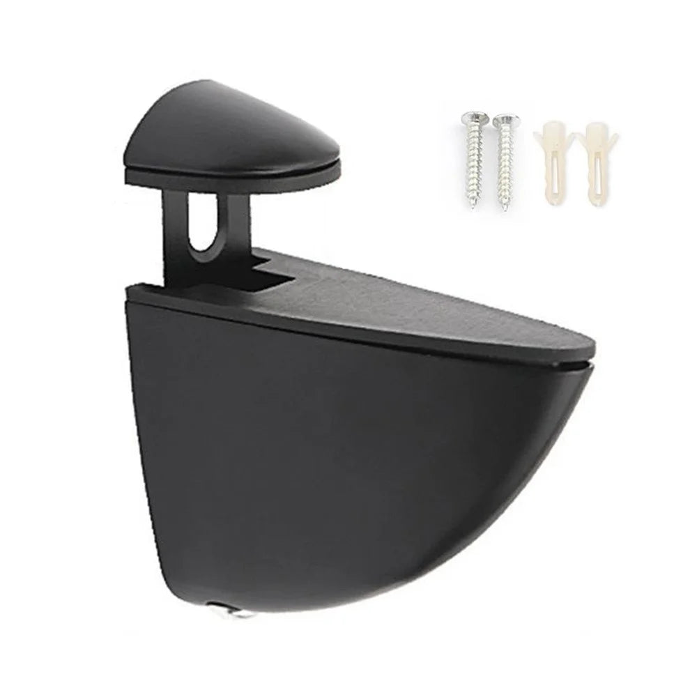 K170 3-20mm Adjustable Glass Shelf Zinc Alloy Clamp Glass Wood Board Fixing Clip Support Bracket - Black - 1