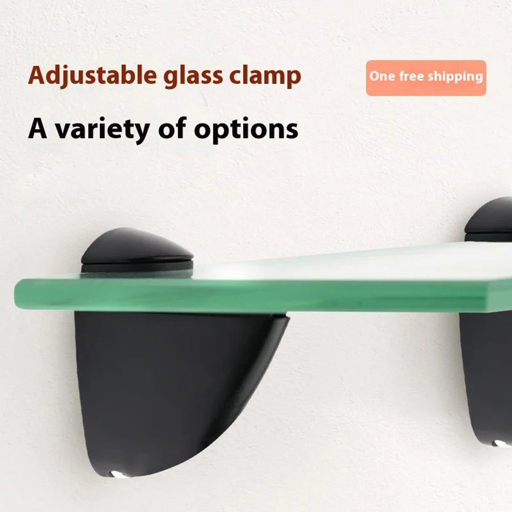 K170 3-20mm Adjustable Glass Shelf Zinc Alloy Clamp Glass Wood Board Fixing Clip Support Bracket - Black - 2