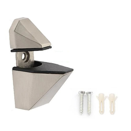 K165 Adjustable Glass Shelf Clamp Zinc Alloy Board Support Bracket Arc-Mouth Clip (Clamping Thickness: 3 - 23mm) - Brushed - 1