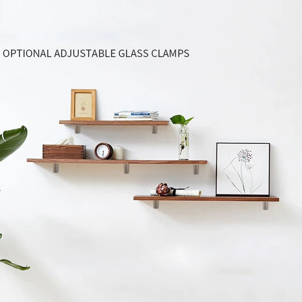 K166 Adjustable Glass Shelf Clamp Zinc Alloy Wood Panel Bracket Support Arc-Mouth Clip (Clamping Thickness: 3 - 22mm) - Brushed - 4