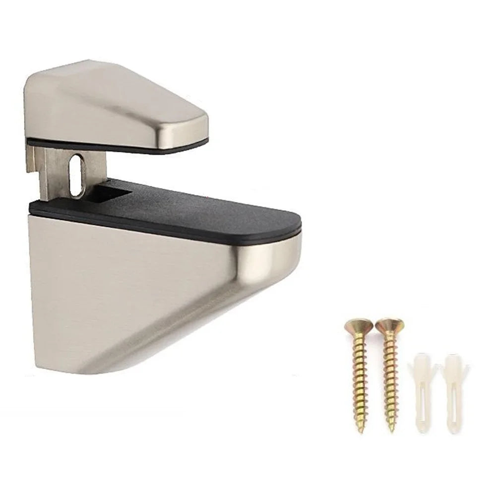 K854 Adjustable Glass Shelf Clamp Extra Large Zinc Alloy Board Support Bracket Arched Mouth Clip (Clamping Thickness: 7 - 40mm) - Brushed - 1