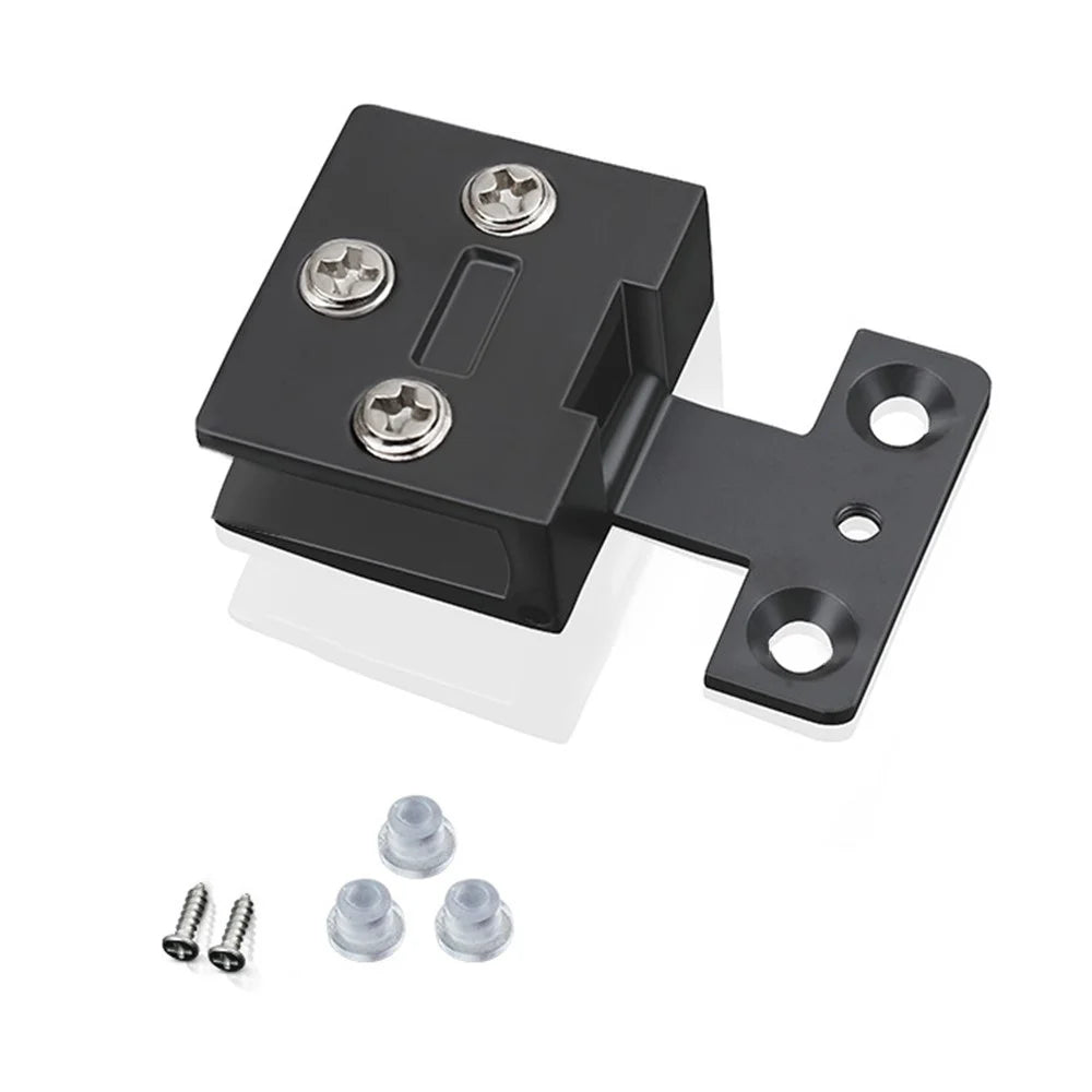 K843 Frameless Glass Door Hinge for Wine Cabinet / Pet Cabinet No Drilling Required 4-5mm Glass - Black - 1