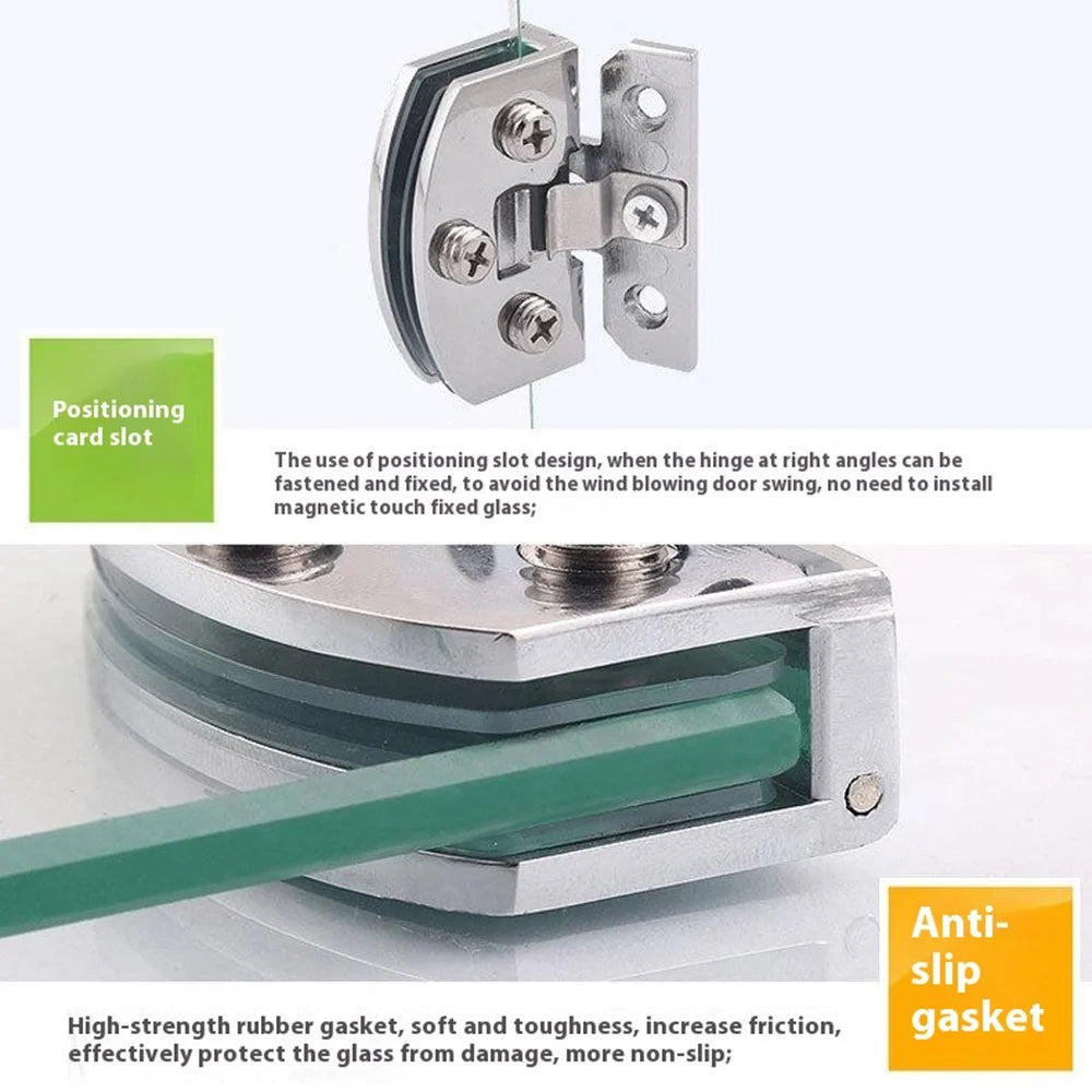 K845 Glass Cabinet Hinge for 5-6mm Thickness Wine Cabinet Pet Display Case Frameless Door Clamp Hinge - Black - 7