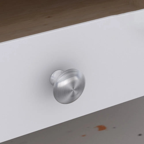 Screw Installation Cabinet Door Drawer Single Hole Round Handle Stainless Steel Pull Knob - Brushed Silver - 1
