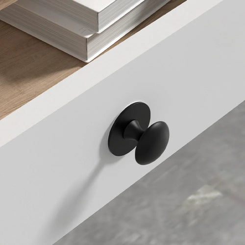 Stainless Steel No-Drill Furniture Cabinet Door Handle Adhesive Round Drawer Pull Knob - Black - 1