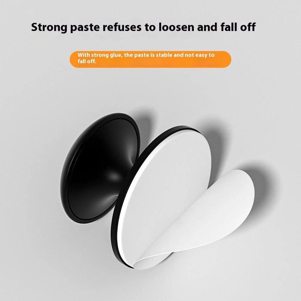 Stainless Steel No-Drill Furniture Cabinet Door Handle Adhesive Round Drawer Pull Knob - Black - 5