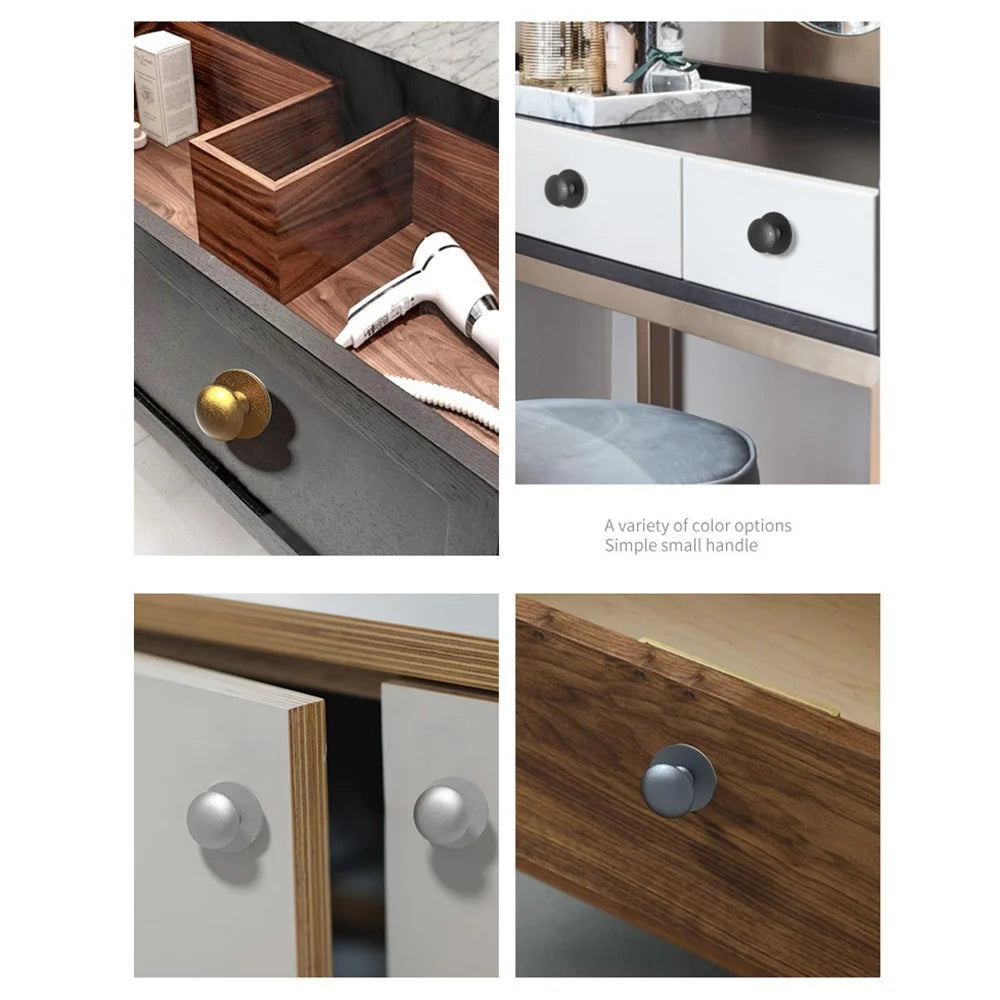 Stainless Steel No-Drill Furniture Cabinet Door Handle Adhesive Round Drawer Pull Knob - Brushed Silver - 7