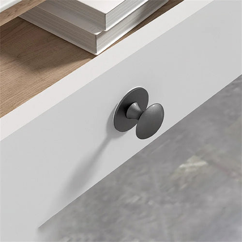 Stainless Steel No-Drill Furniture Cabinet Door Handle Adhesive Round Drawer Pull Knob - Tarnish - 1