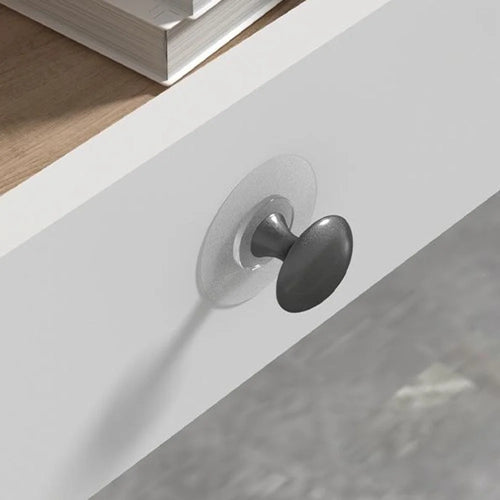 Adhesive Cabinet Handles with Clear Base Round Drawer Pulls No Drill Furniture Knobs Stainless Steel - Tarnish - 1