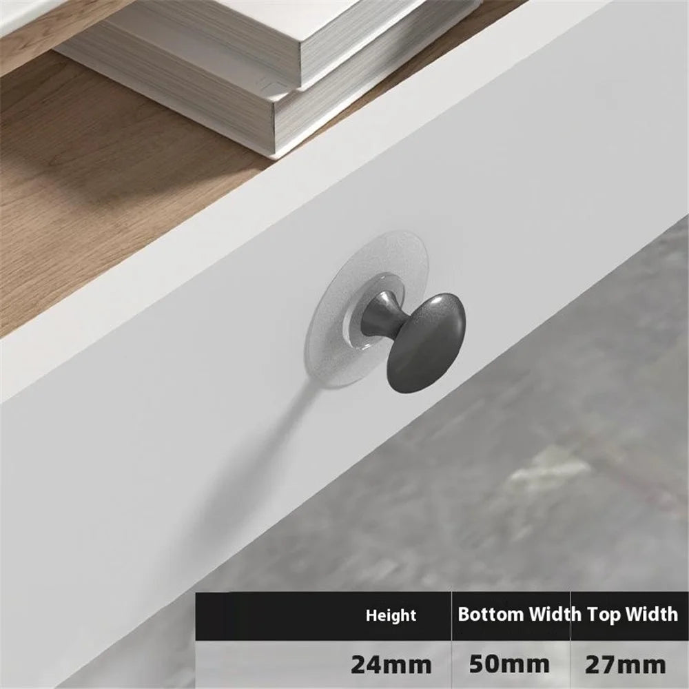 Adhesive Cabinet Handles with Clear Base Round Drawer Pulls No Drill Furniture Knobs Stainless Steel - Tarnish - 2