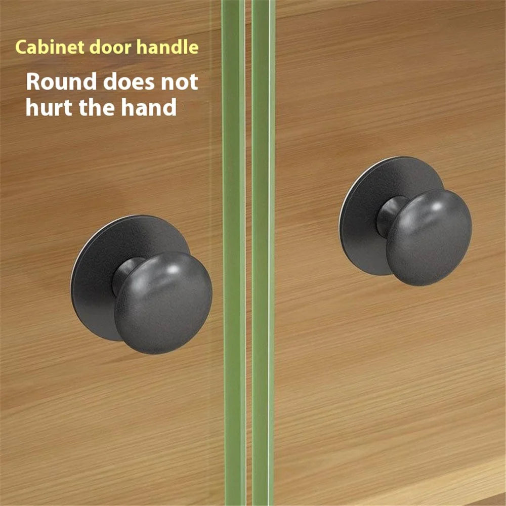 Adhesive Cabinet Handles with Clear Base Round Drawer Pulls No Drill Furniture Knobs Stainless Steel - Tarnish - 4
