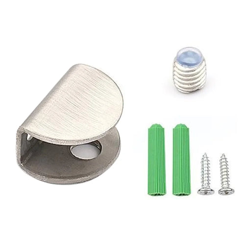 2Pcs 304 Stainless Steel Glass Clamp for 6-8mm Thickness Glass Shelf Bracket Semi-Circular Clamp - 1