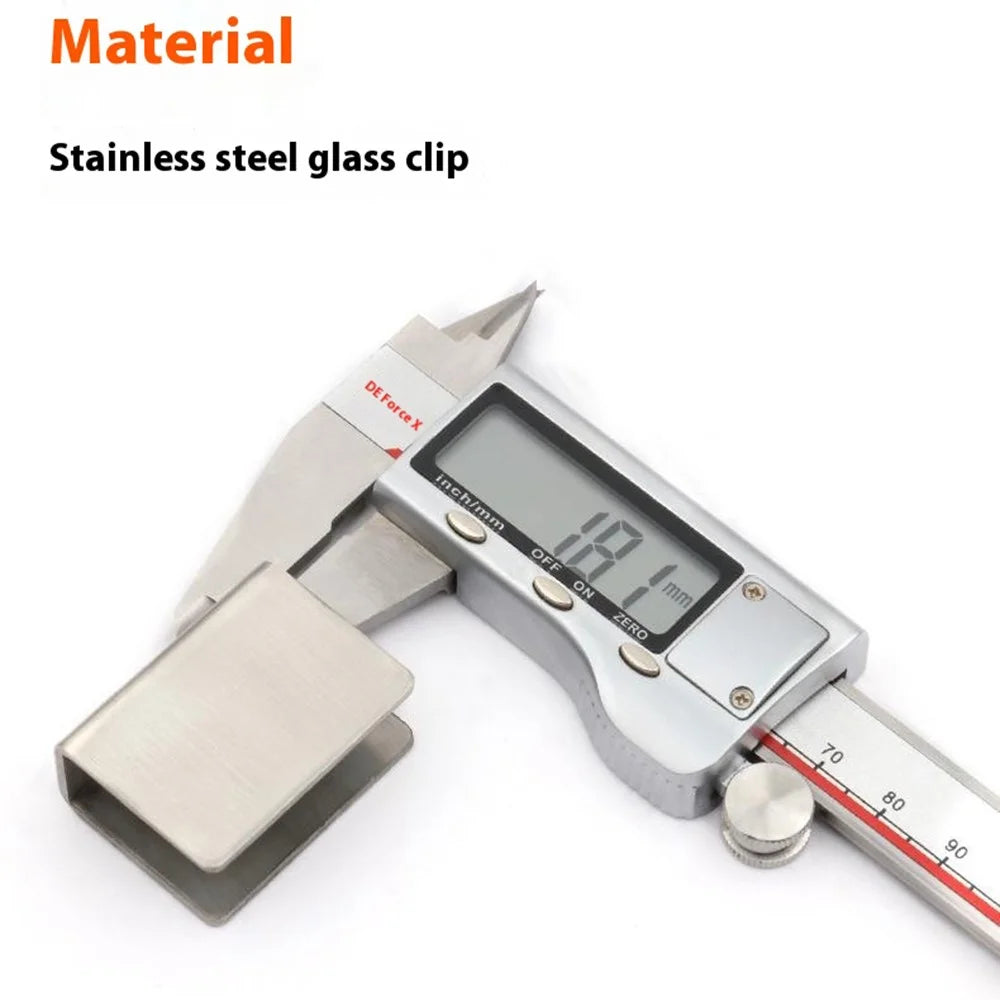 2Pcs 304 Stainless Steel Glass Clamp for 6-8mm Thickness Glass Shelf Bracket Semi-Circular Clamp - 4