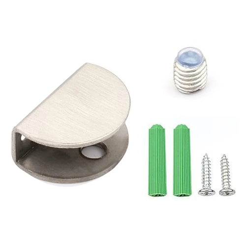 2Pcs 304 Stainless Steel Glass Clamp for 8-10mm Thickness Glass Shelf Bracket Semi-Circular Clamp - 1