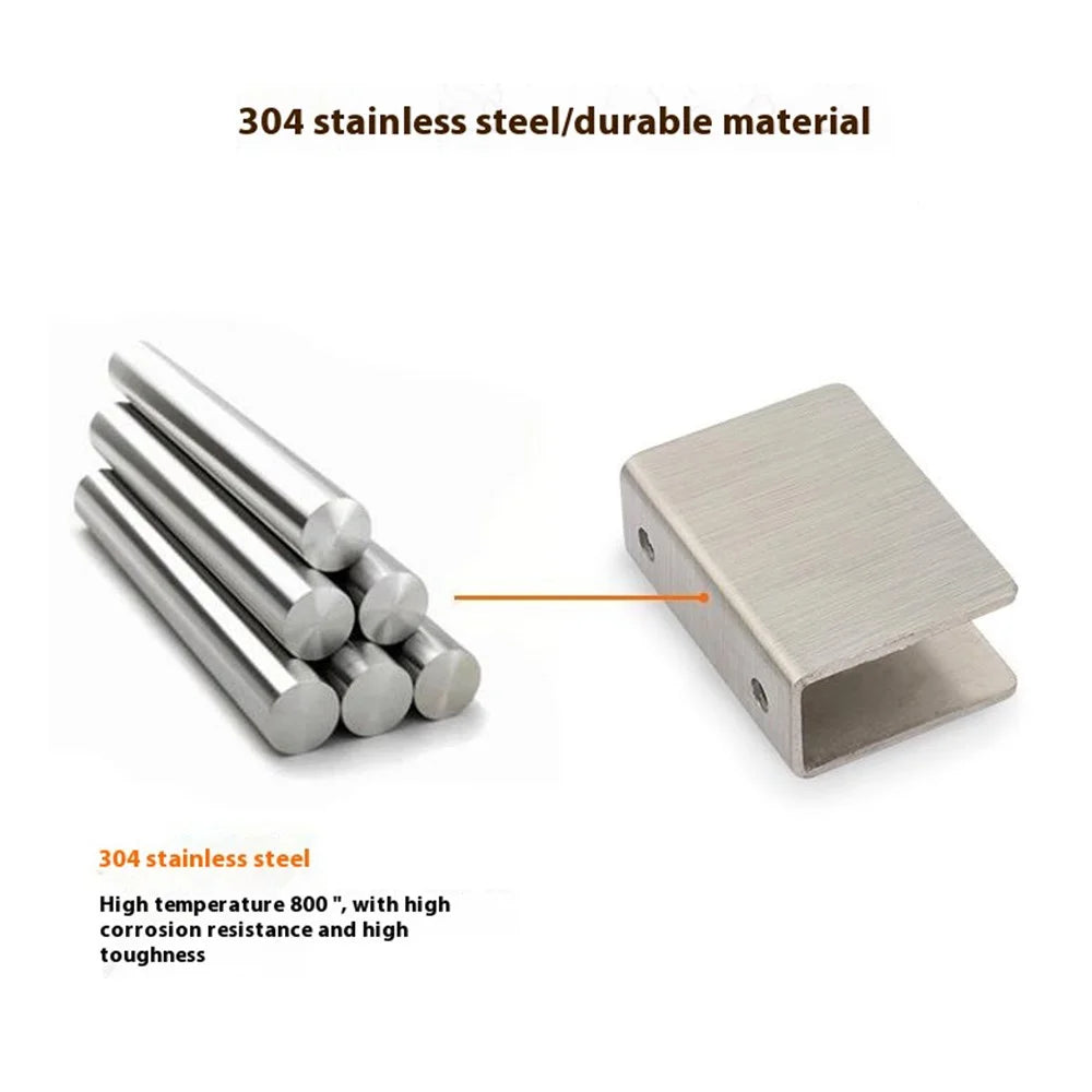 2Pcs 304 Stainless Steel Glass Clamp for 8-10mm Thickness Glass Shelf Bracket Semi-Circular Clamp - 5