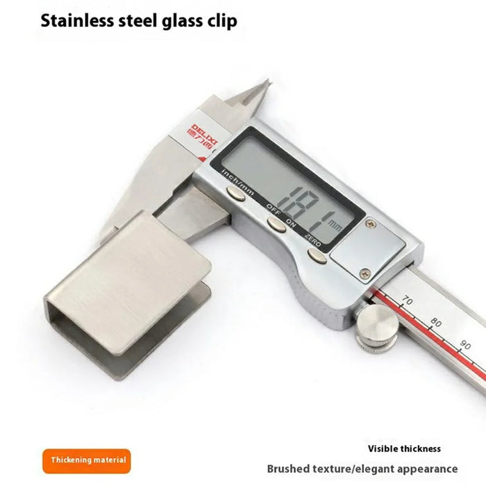 2Pcs 304 Stainless Steel Glass Clamp for 6-8mm Thickness Square Glass Clips Shelf Bracket - 2