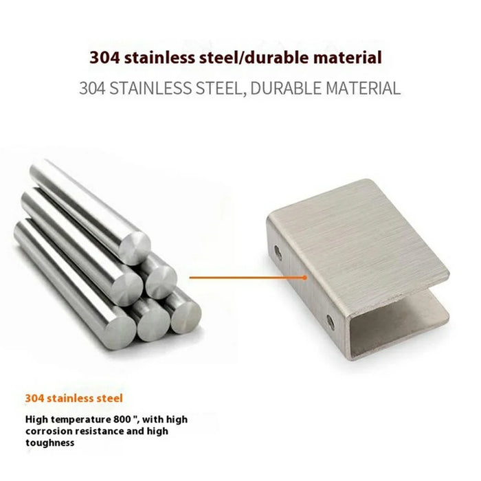 2Pcs 304 Stainless Steel Glass Clamp for 6-8mm Thickness Square Glass Clips Shelf Bracket - 3