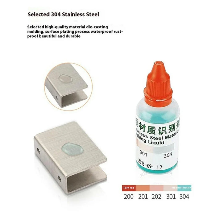 2Pcs 304 Stainless Steel Glass Clamp for 6-8mm Thickness Square Glass Clips Shelf Bracket - 4