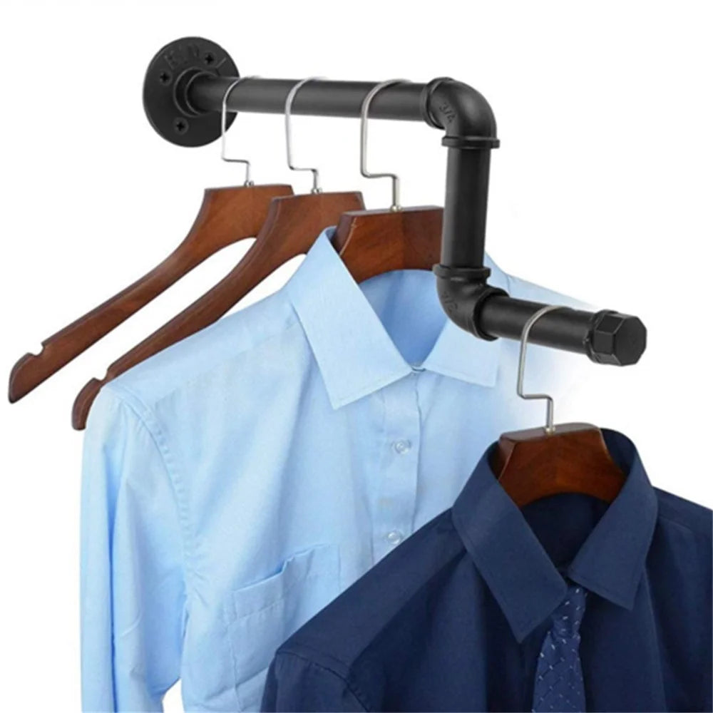 Retail Store Home Iron Pipe Clothing Hanging Bracket Wall Mounted Z-Shaped Clothes Display Rack - 2