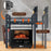 39-64cm Retractable Microwave Oven Top Rack Carbon Steel Kitchen Multi-Function Storage Shelf with 6 Hooks - Matte Black - 3