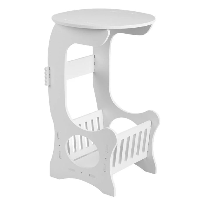 Modern Round Side Table Book Shelf Bedside Nightstand Living Room Bedroom Waterproof End Table, Size M - 1