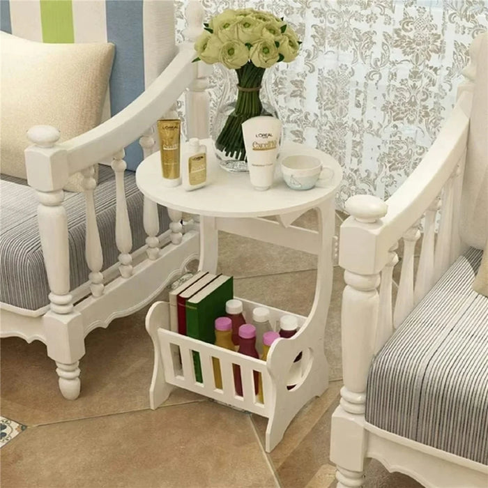 Modern Round Side Table Book Shelf Bedside Nightstand Living Room Bedroom Waterproof End Table, Size M - 5