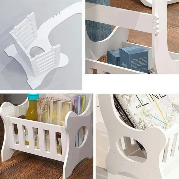Modern Round Side Table Book Shelf Bedside Nightstand Living Room Bedroom Waterproof End Table, Size M - 6