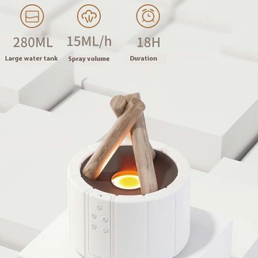 Creative Campfire Simulation Flame Aroma Diffuser Humidifier with Remote Control - White Bonfire - 3
