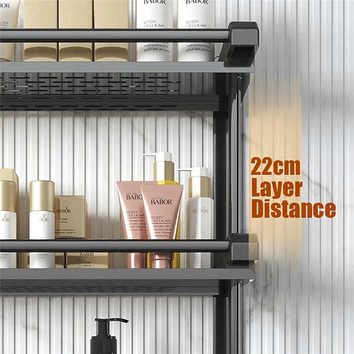 60cm Length Stainless Steel Towel Rack No Drilling Double Layer Wall Mounted Storage Shelf for Bathroom / Kitchen - 6