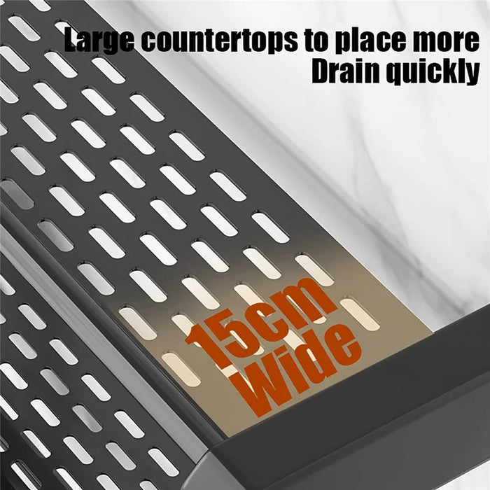 70cm Length Stainless Steel Towel Rack No Drilling Double Layer Wall Mounted Storage Shelf for Bathroom / Kitchen - 4
