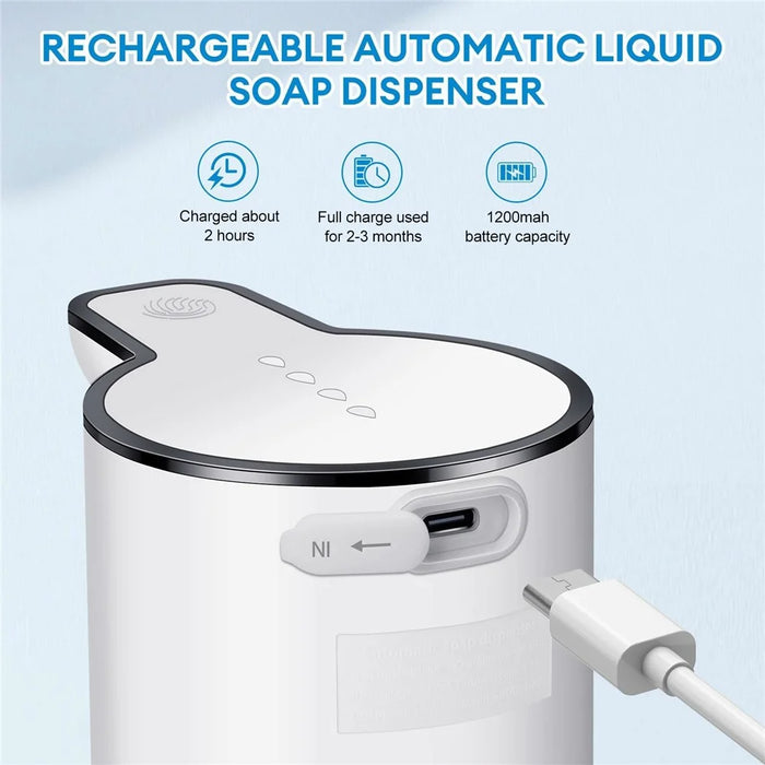 M10 Automatic Soap Dispenser Wall Mounted Touchless Sensor Electric Hand Wash Machine with Drain Cleaner - Liquid Drop Type - 4