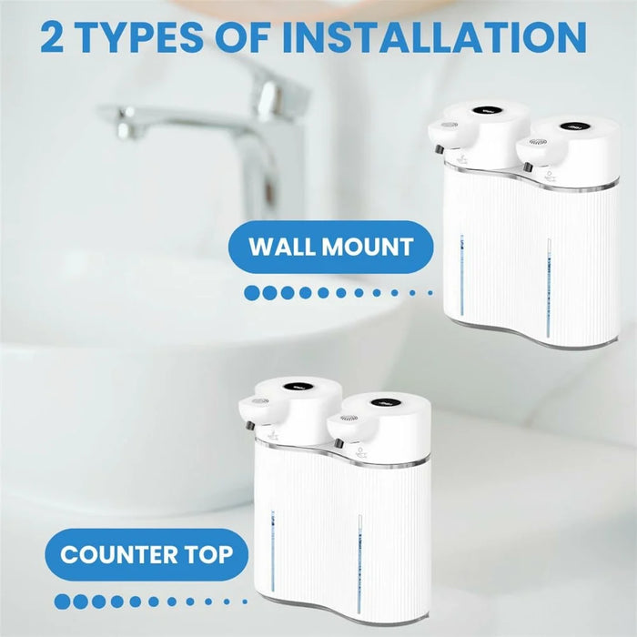 M11 Dual Head Automatic Sensor Soap Dispenser Wall Mounted Smart Foam + Liquid Drop Electric Handwash Machine - 3