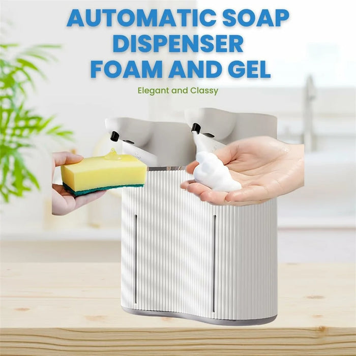 M11 Dual Head Automatic Sensor Soap Dispenser Wall Mounted Smart Foam + Liquid Drop Electric Handwash Machine - 4