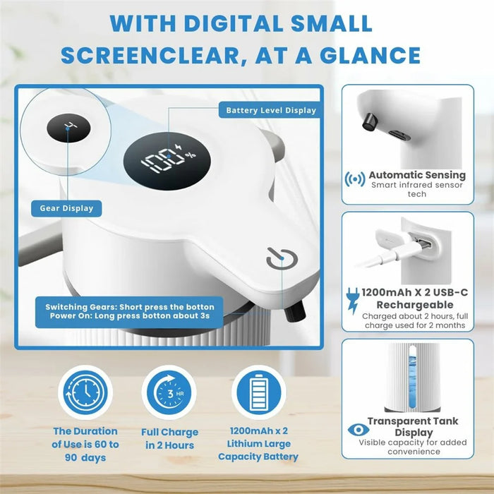 M11 Dual Head Automatic Sensor Soap Dispenser Wall Mounted Smart Foam + Liquid Drop Electric Handwash Machine - 6