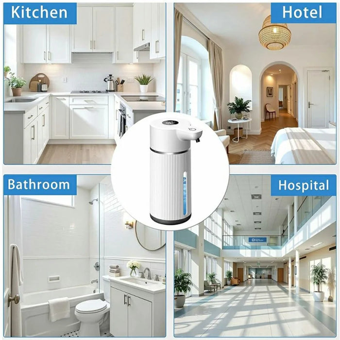 M15 420ml Automatic Soap Dispenser Smart Touchless Wall-Mounted Electric Handwash Machine with Drain Cleaner - White / Foam Type - 4