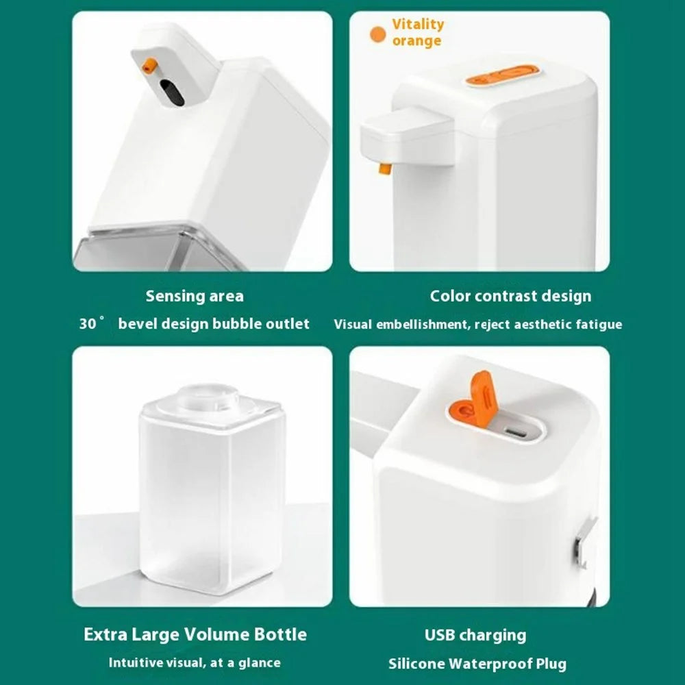 C1 500ml Automatic Soap Dispenser Wall Mounted Smart Electric Handwash Machine with Drain Cleaner - White / Foam Type - 5