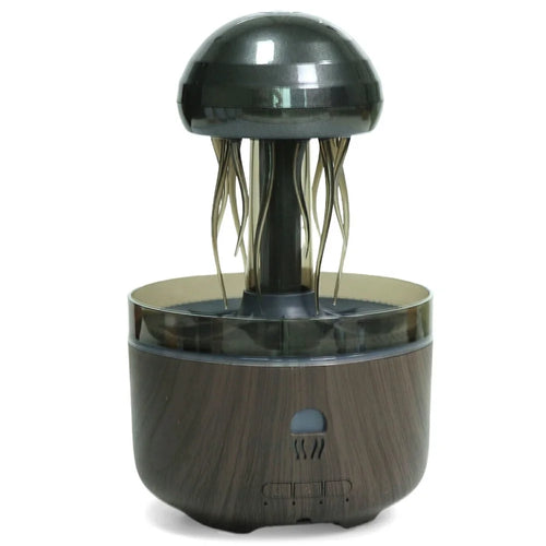 Jellyfish Humidifier For Home Office Desk 7 Color LED Atmosphere Light Aroma Diffuser Rotating Mist - EU Plug - Dark Wood Grain - 1