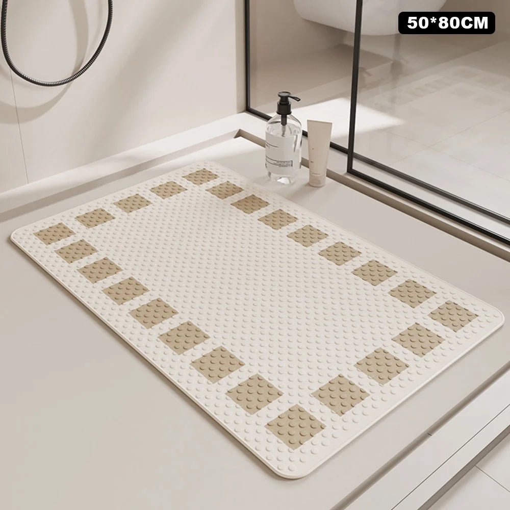 50 x 80cm For Bathtub Shower Non Slip Bath Mat Massage Dots PVC Bathroom Suction Cup Safety Pad - Coffee - 1