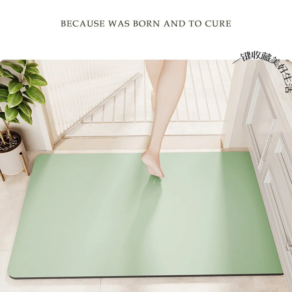 60 x 90cm Diatomite Quick Dry Bathroom Mat Absorbent Non Slip Floor Rug for Entrance - Green - 3