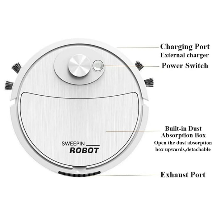 USB Charging Vacuum Cleaner 3 In 1 Sweeping Robot Smart Cleaning Device for Floor / Carpet / Hardwood - Black - 5