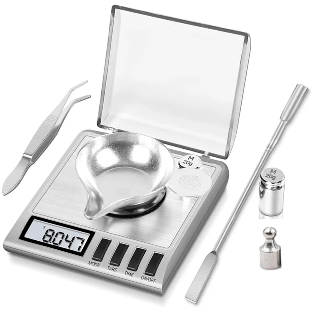 Stainless Steel Digital Scale 50g  /  0.001g High Precision Jewelry Powder Scale with Calibration Weights - 2