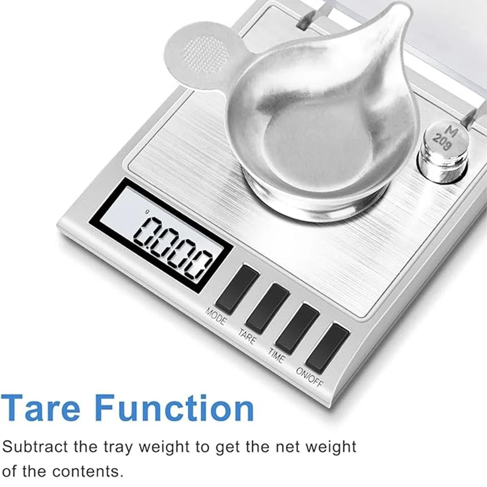 Stainless Steel Digital Scale 50g  /  0.001g High Precision Jewelry Powder Scale with Calibration Weights - 7