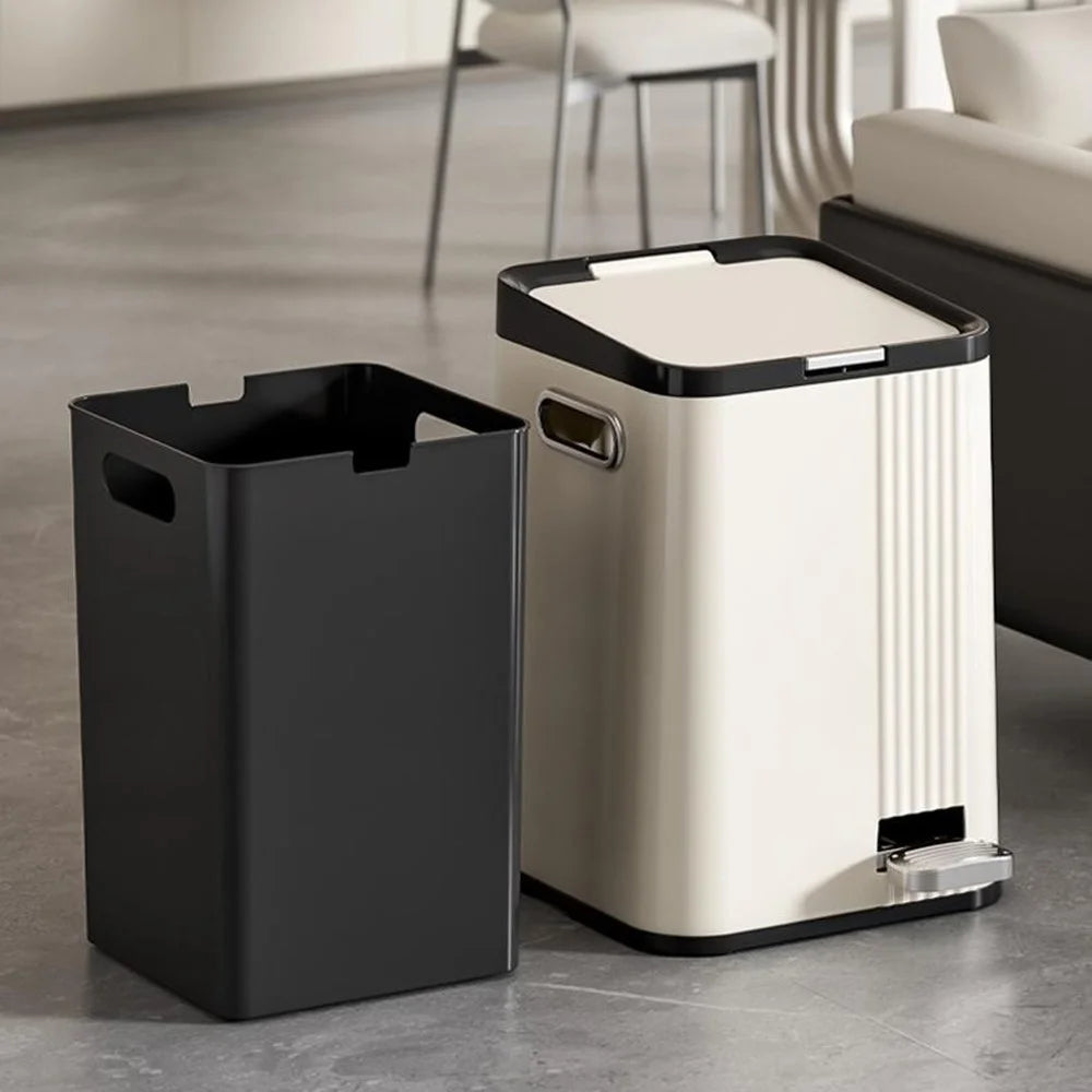 Dual Opening Trash Can Hand Press / Foot Pedal ABS+PP Large Capacity Silent Close Garbage Bin - 5