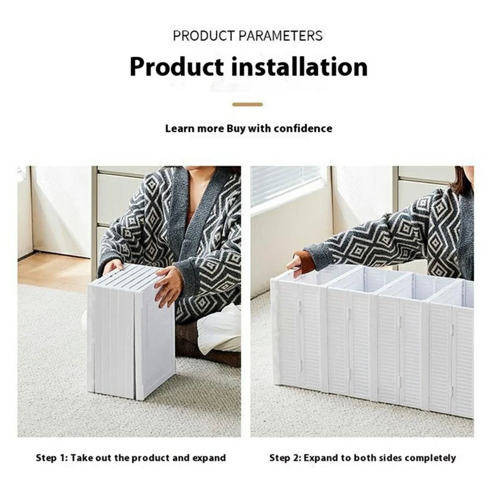 6 Layer No Installation Foldable Shoe Box Transparent Door Plastic Stackable Storage Container - White - 5