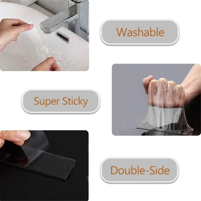 70mmx2mm Dual-Sided Nano Adhesive Tape Sticky Transparent Carpet Wall Tape Sticker, Length: 3m - 2