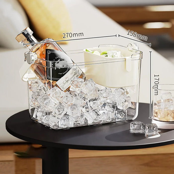 Outdoor Picnic Home Party Ice Bucket Carrying Basket with Inner Small Basket for Beer Champagne Wine Cooling - 2
